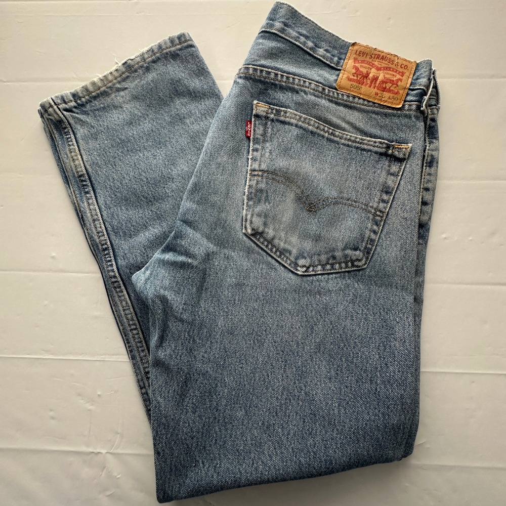 Levis 505 Regular Fit Light Wash Straight Leg Jeans Mens W36 L30 00505-4891